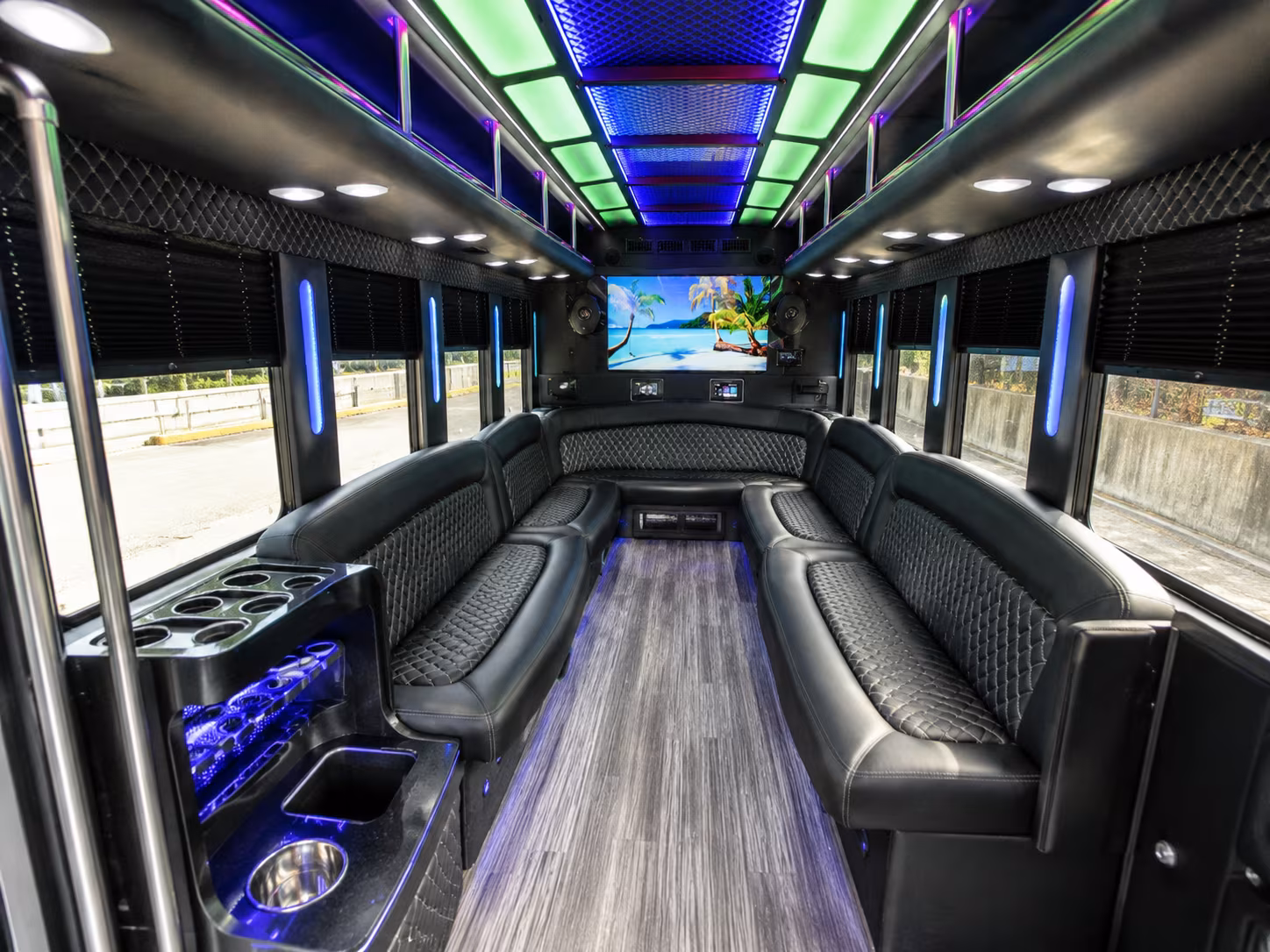bowie 18 passenger party bus inside