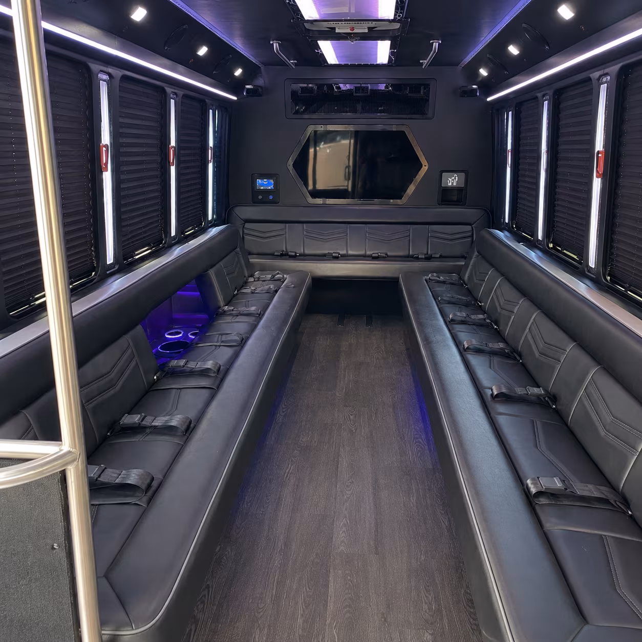 bowie 18 passenger party bus interior