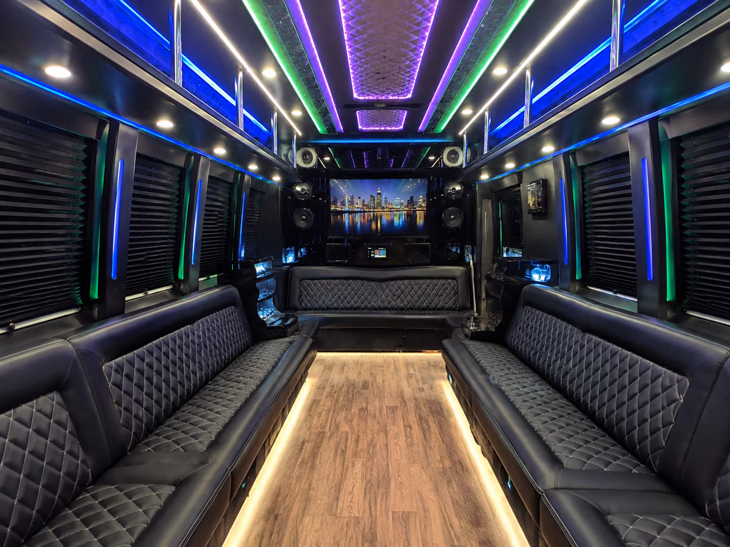 bowie 25 passenger party bus interior