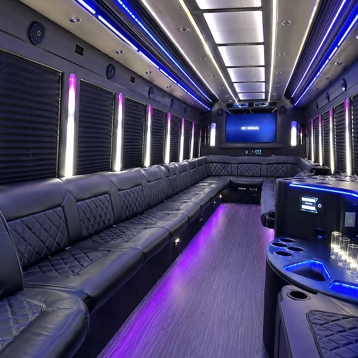 bowie 30 passenger party bus inside