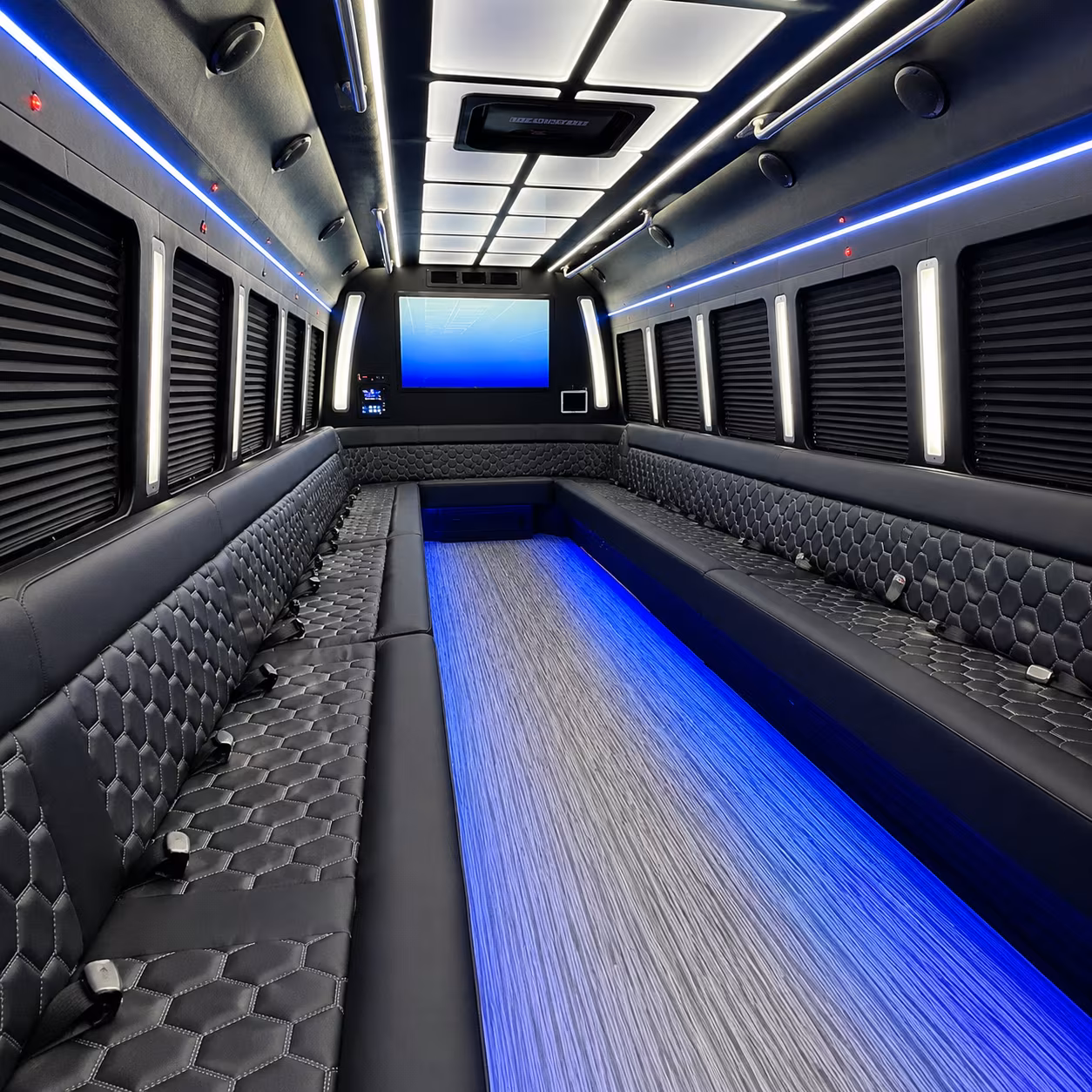 bowie 50 passenger party bus inside